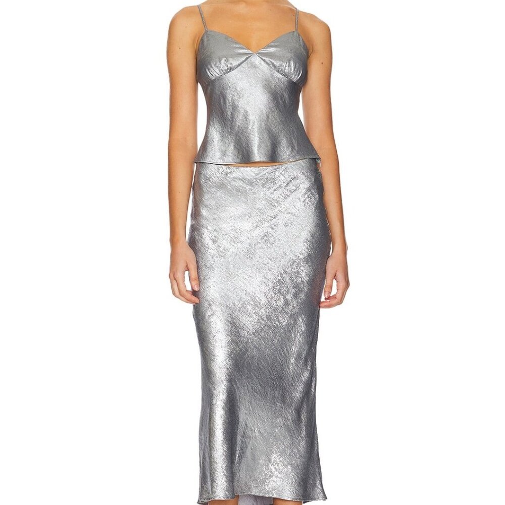 NIA Moss Metallic Cami Top - Chrome - Size Small - Picture 6 of 7